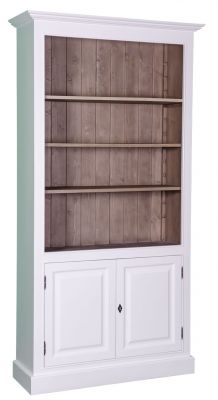 Bibliothèque ouverte avec 2 portes en pin massif brut